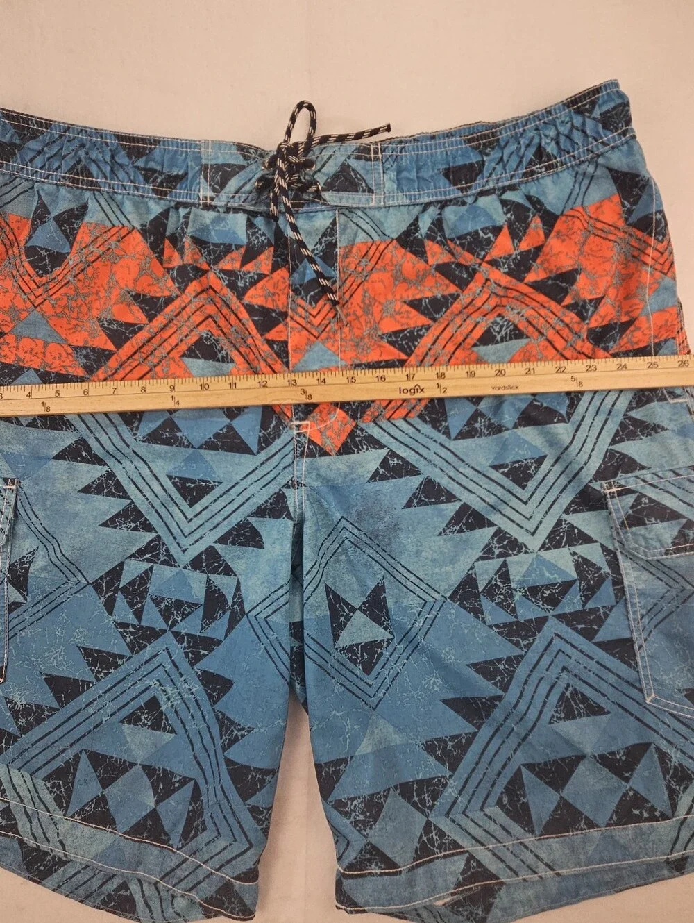 The Foundry Supply Co Swim Shorts Men's 2XL Blue Geometric Print Cargo Pockets0